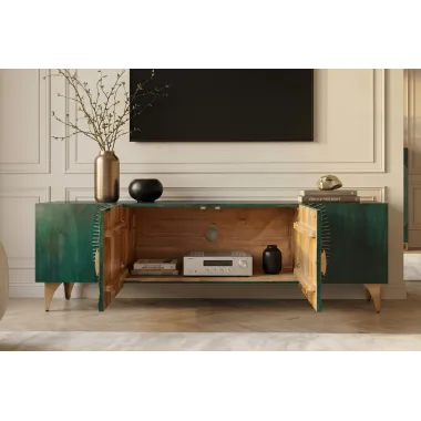 Invicta Szafka TV GOLDEN SUNSET 3D  turkusowe mango 180 x 55 x 40cm / 48525