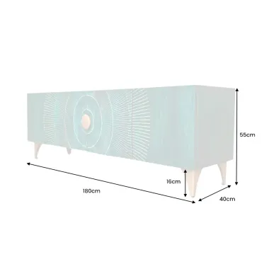 Invicta Szafka TV GOLDEN SUNSET 3D  turkusowe mango 180 x 55 x 40cm / 48525