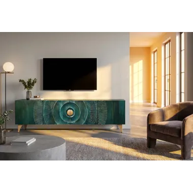 Invicta Szafka TV GOLDEN SUNSET 3D  turkusowe mango 180 x 55 x 40cm / 48525