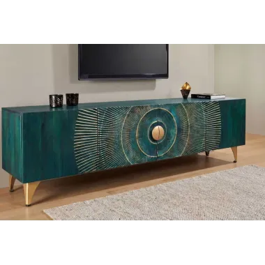Invicta Szafka TV GOLDEN SUNSET 3D  turkusowe mango 180 x 55 x 40cm / 48525