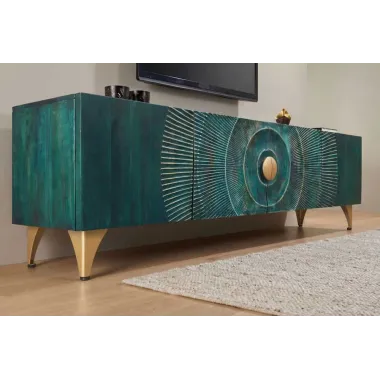 Invicta Szafka TV GOLDEN SUNSET 3D  turkusowe mango 180 x 55 x 40cm / 48525