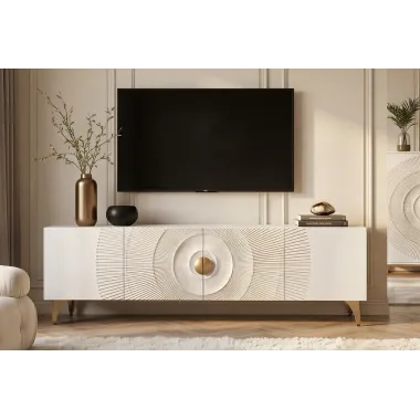 Invicta Szafka RTV GOLDEN SUNSET stojąca white mango 180cm / 48411