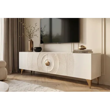Invicta Szafka RTV GOLDEN SUNSET stojąca white mango 180cm / 48411