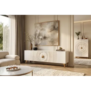 Invicta Szafka RTV GOLDEN SUNSET stojąca white mango 180cm / 48411