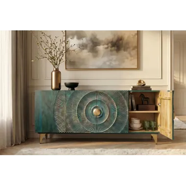 Invicta Komoda GOLDEN SUNSET turkusowe mango 177cm / 45643