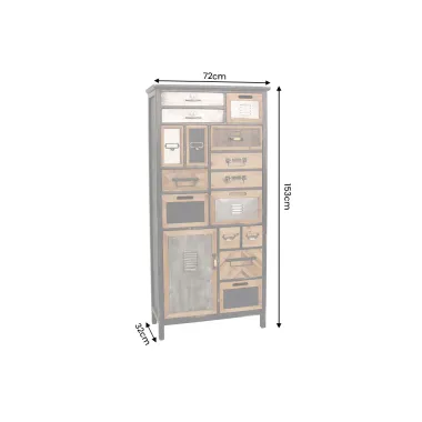 Invicta Komoda wysoka SECRETS sosna vintage 72 x 153 x 32cm / 48163