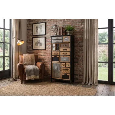 Invicta Komoda wysoka SECRETS sosna vintage 72 x 153 x 32cm / 48163