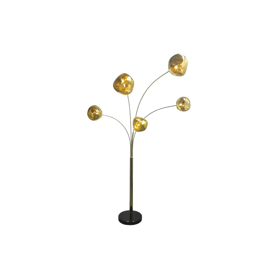 Invicta Lampa stojąca LIQUID DIAMOND 5 szklanych kloszy w kolorze złotym / 48501