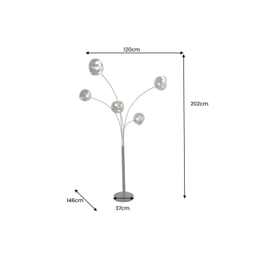 Invicta Lampa stojąca LIQUID DIAMOND 5 szklanych kloszy smoke / 48502