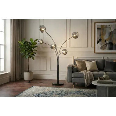 Invicta Lampa stojąca LIQUID DIAMOND 5 szklanych kloszy smoke / 48502