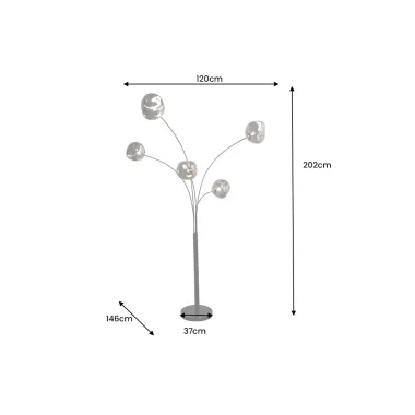 Invicta Lampa stojąca LIQUID DIAMOND 5 szklanych kloszy smoke / 48502