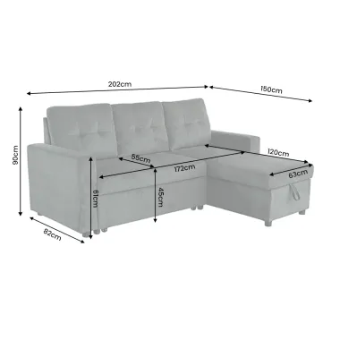 Invicta Sofa narożna APARTMENT z funkcją spania zielony sztruks 202 x 90 x 150cm / 48124
