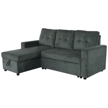 Invicta Sofa narożna APARTMENT z funkcją spania zielony sztruks 202 x 90 x 150cm / 48124