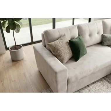 Invicta Sofa narożna APARTMENT z funkcją spania szampański aksamit 202 x 90 x 150cm / 48121