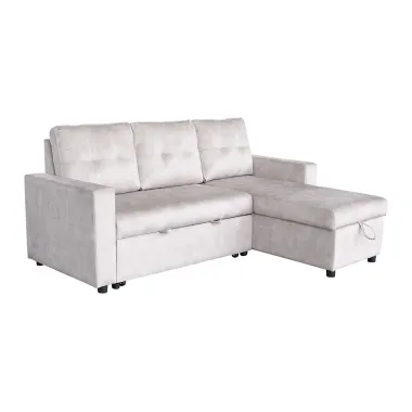 Invicta Sofa narożna APARTMENT z funkcją spania szampański aksamit 202 x 90 x 150cm / 48121