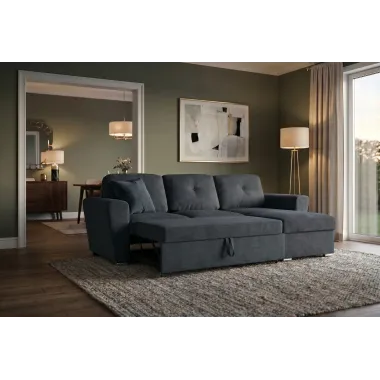 Invicta Sofa narożna APARTMENT z funkcją spania antracyt tkania 245 x 90 x 150cm / 47597