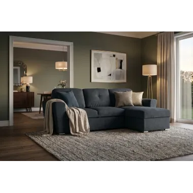 Invicta Sofa narożna APARTMENT z funkcją spania antracyt tkania 245 x 90 x 150cm / 47597