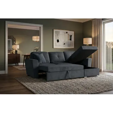 Invicta Sofa narożna APARTMENT z funkcją spania antracyt tkania 245 x 90 x 150cm / 47597