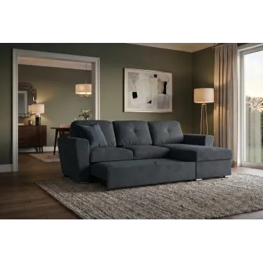 Invicta Sofa narożna APARTMENT z funkcją spania antracyt tkania 245 x 90 x 150cm / 47597