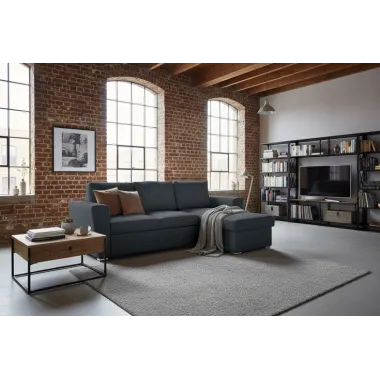 Invicta Sofa narożna APARTMENT z funkcją spania antracyt tkania 245 x 90 x 150cm / 47597