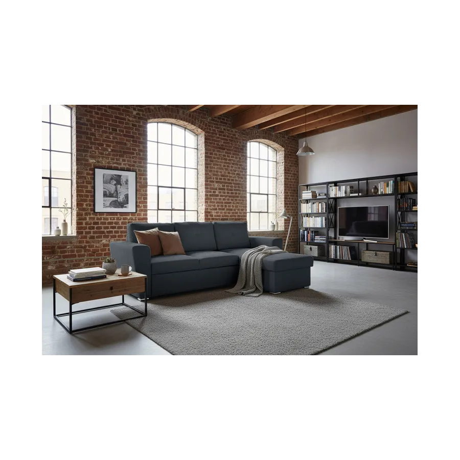 Invicta Sofa narożna APARTMENT z funkcją spania antracyt tkania 245 x 90 x 150cm / 47597