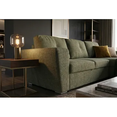 Invicta Sofa narożna APARTMENT z funkcją spania ciemnozielona tkania 245 x 90 x 150cm / 47599