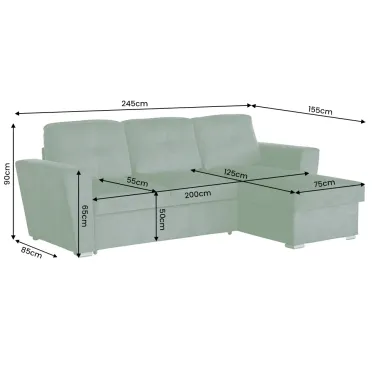 Invicta Sofa narożna APARTMENT z funkcją spania ciemnozielona tkania 245 x 90 x 150cm / 47599
