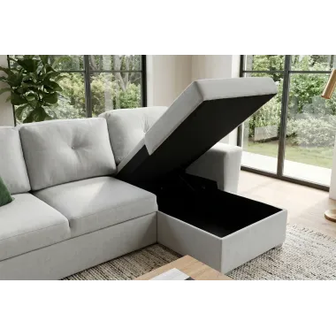 Invicta Sofa narożna APARTMENT z funkcją spania beżowa tkania 245 x 90 x 150cm / 47598