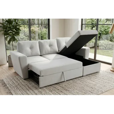 Invicta Sofa narożna APARTMENT z funkcją spania beżowa tkania 245 x 90 x 150cm / 47598