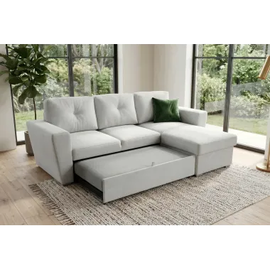 Invicta Sofa narożna APARTMENT z funkcją spania beżowa tkania 245 x 90 x 150cm / 47598