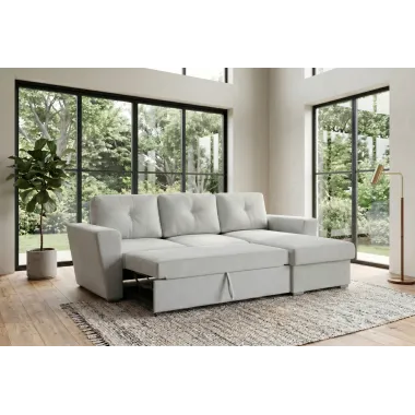 Invicta Sofa narożna APARTMENT z funkcją spania beżowa tkania 245 x 90 x 150cm / 47598