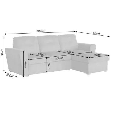 Invicta Sofa narożna APARTMENT z funkcją spania beżowa tkania 245 x 90 x 150cm / 47598