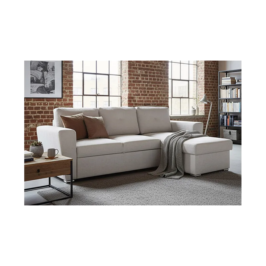 Invicta Sofa narożna APARTMENT z funkcją spania beżowa tkania 245 x 90 x 150cm / 47598