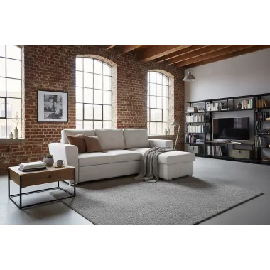 Invicta Sofa narożna APARTMENT z funkcją spania beżowa tkania 245 x 90 x 150cm / 47598