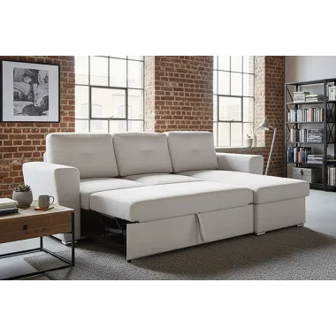 Invicta Sofa narożna APARTMENT z funkcją spania beżowa tkania 245 x 90 x 150cm / 47598