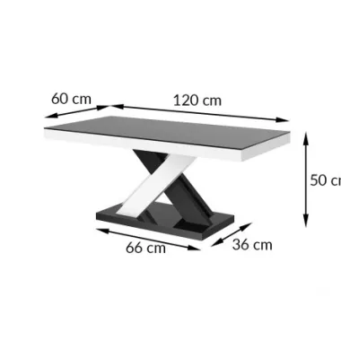 Stolik kawowy ława XENON MINI Grey white HG + biały HG 120 x 50 x 60cm