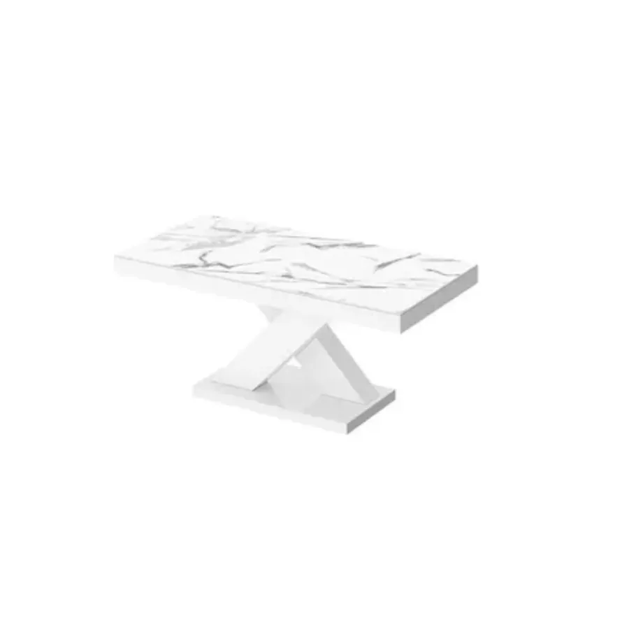 Stolik kawowy ława XENON MINI Marble white HG + biały HG 120 x 50 x 60cm