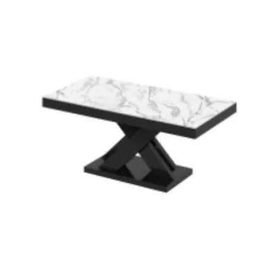 Stolik kawowy ława XENON MINI Marble white HG + czarny HG 120 x 50 x 60cm