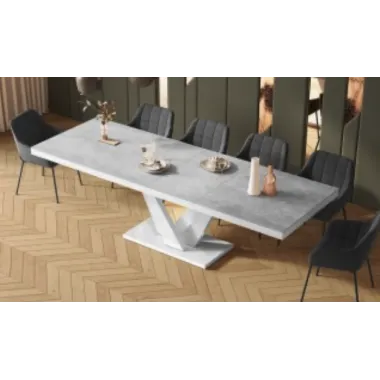 VEGAS Stół rozkładany do jadalni MDF Grey Stone mat + biały HG 160/208/256 x 75 x 89cm