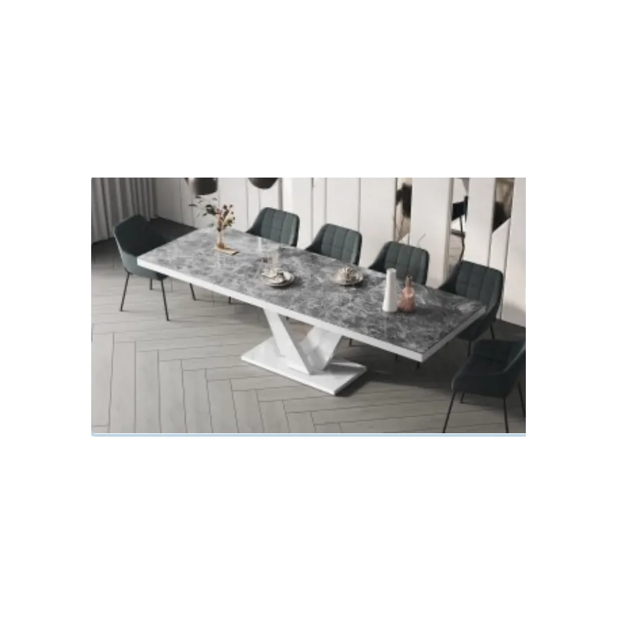 VEGAS Stół rozkładany do jadalni MDF Venatino Dark HG + biały HG 160/208/256 x 75 x 89cm