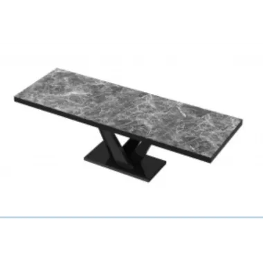 VEGAS Stół rozkładany do jadalni MDF Venatino Dark HG + czarny HG 160/208/256 x 75 x 89cm