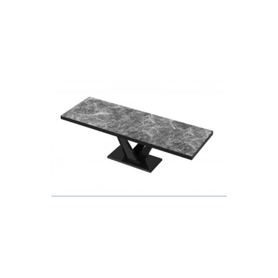 VEGAS Stół rozkładany do jadalni MDF Venatino Dark HG + czarny HG 160/208/256 x 75 x 89cm