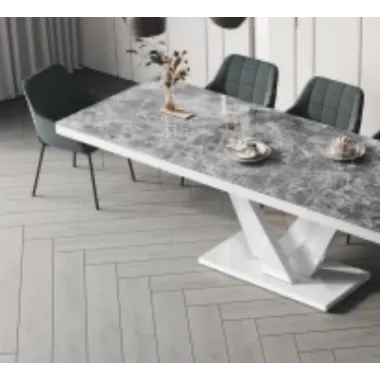 VEGAS Stół rozkładany do jadalni MDF Venatino Dark Mat + biały HG 160/208/256 x 75 x 89cm