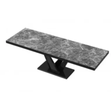 VEGAS Stół rozkładany do jadalni MDF Venatino Dark mat + czarny HG 160/208/256 x 75 x 89cm