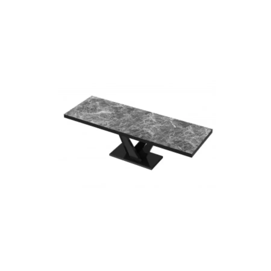 VEGAS Stół rozkładany do jadalni MDF Venatino Dark mat + czarny HG 160/208/256 x 75 x 89cm