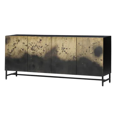 Invicta Komoda OXID czarno złoty metal z mango 180 x 77 x 39cm / 47857