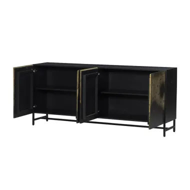 Invicta Komoda OXID czarno złoty metal z mango 180 x 77 x 39cm / 47857