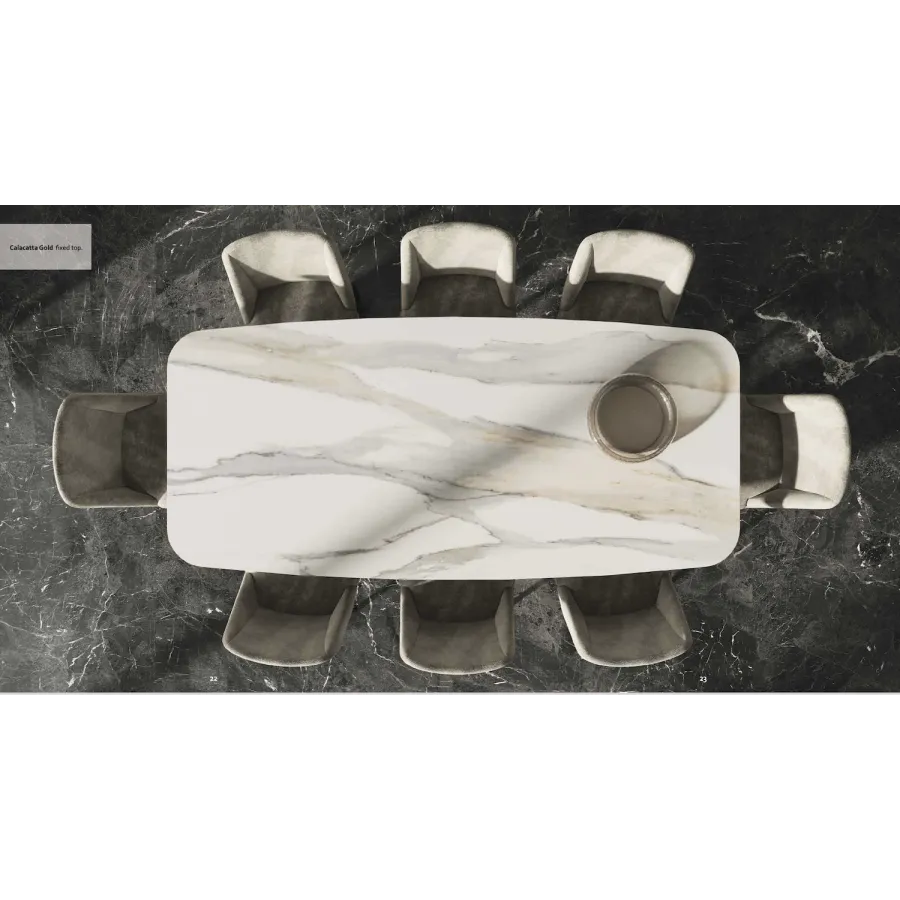 Włoski Stół KRYSTAL CERAMIC TOP CALACATTA GOLD 198 x 75.5 x 100cm / 155TAV.23CE