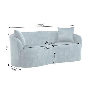 Invicta Sofa ELEMENTAL 2 osobowa petrol aksamit 178 x 67 x 70cm / 48690