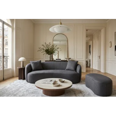 Invicta Sofa ELEMENTAL 2 osobowa grafitowy aksamit 178 x 67 x 70cm / 48881